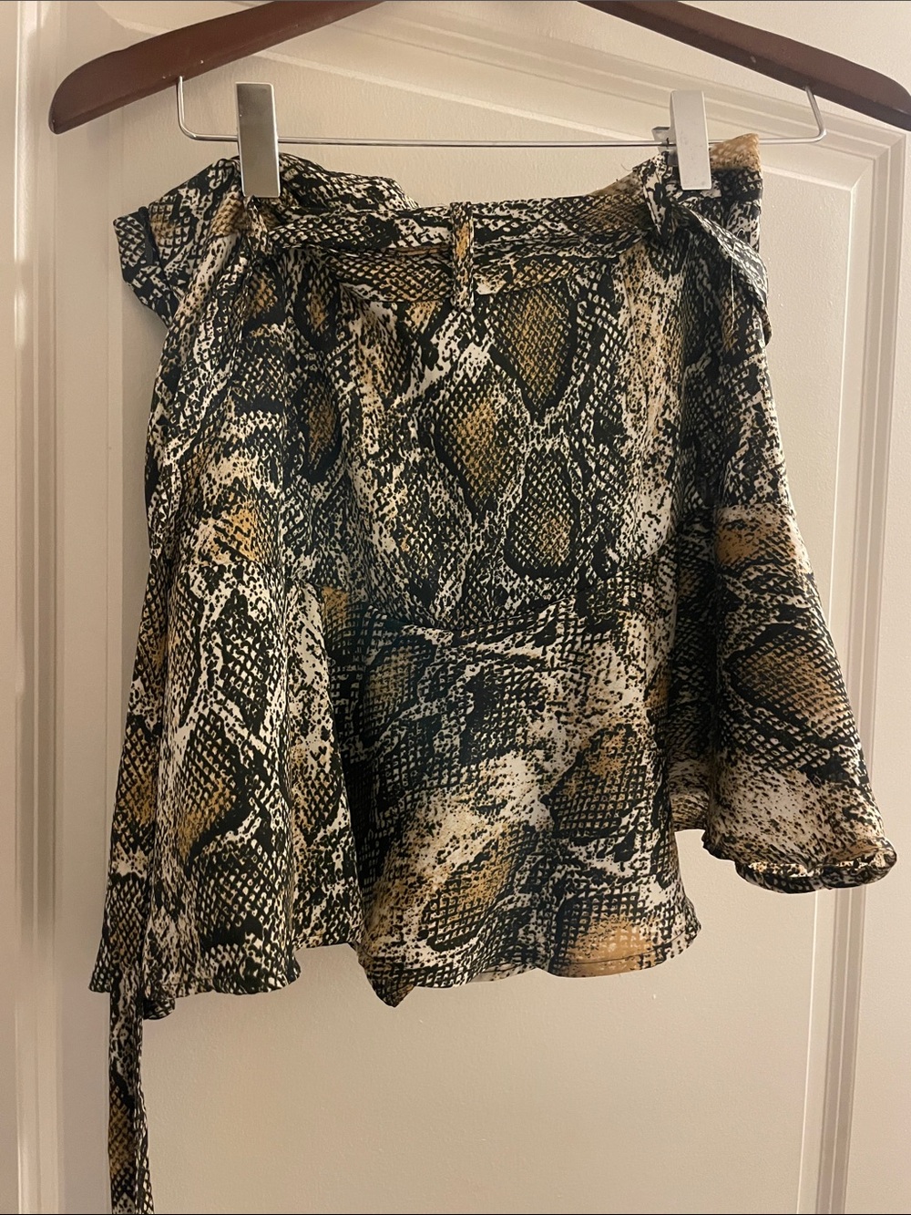 Zara Snake Print Off-Shoulder Tunic in Black, Tan and Cream